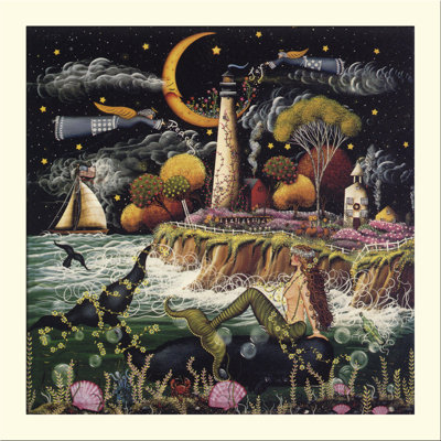 Impression d’art graphique encadrée sur papier « pirates Night Cove » par Jessica Fries