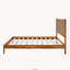 Lit plateforme Queen en bois d'acacia massif, tête de lit en cuir végétalien tissé à la main, cadre de lit de style moderne du milieu du siècle, sommier non requis, caramel-2006036747-2006036748