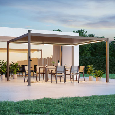 Metal Louvered Pergola with Solar LED
