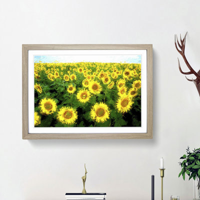 Yellow Sunflower Meadow - Framed Print