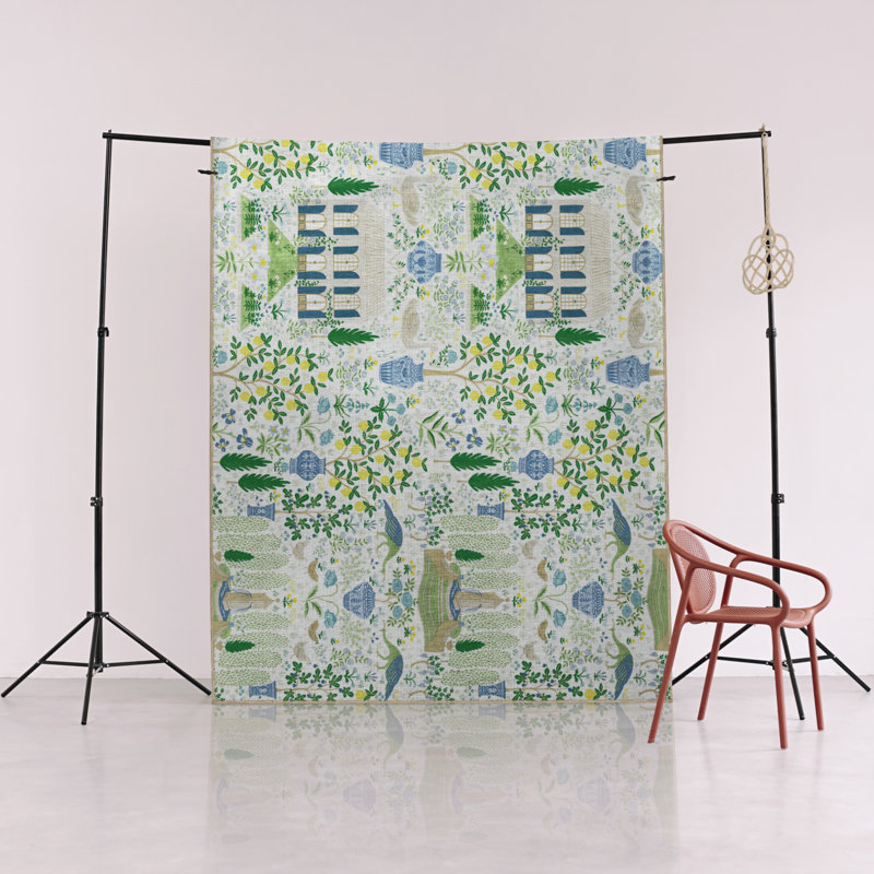 Light-Toned Multi-Coloured Garden Design Lemon Tree and House Patterned Modern Decorative Rug, Rectangle 3'3" x 4'11"