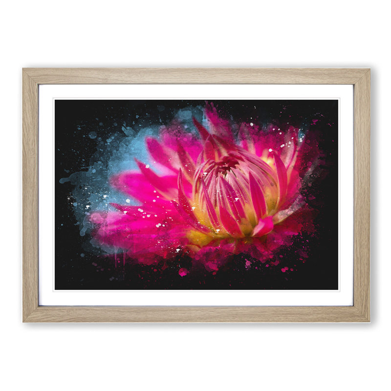 The Pink Flower - Framed Print, Oak Framed, 36cm H x 48cm W x 2cm D