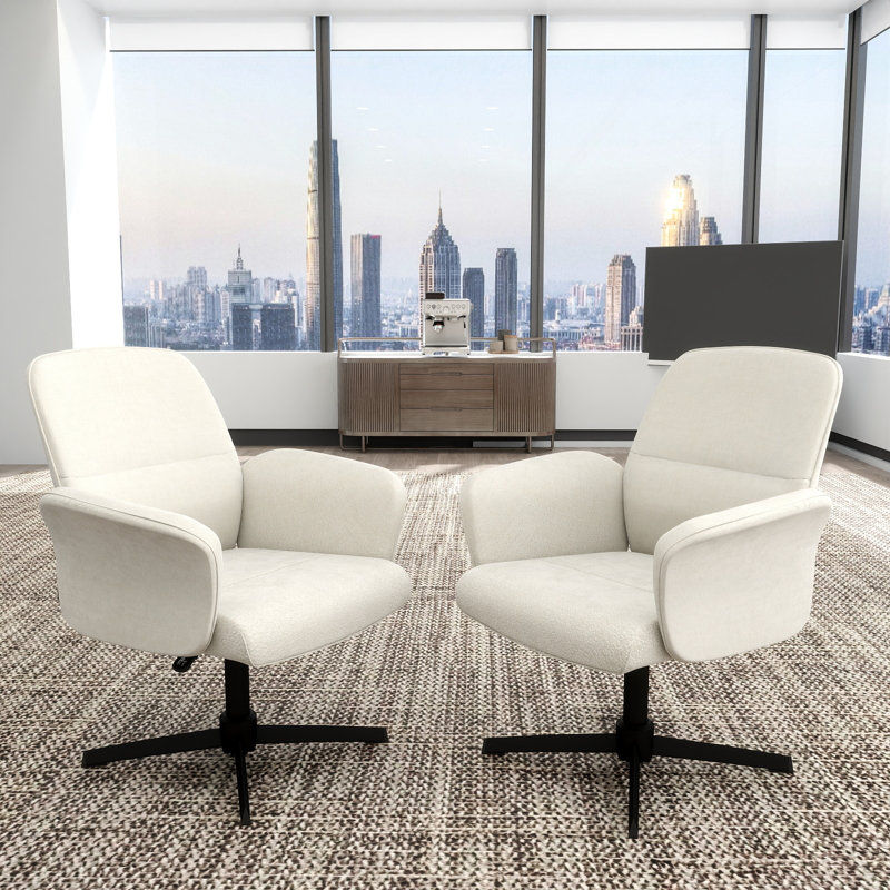 Sièges d'invité rembourrés réglables commerciaux avec chaises pivotantes avec base sans roulettes pour la réception, Beige