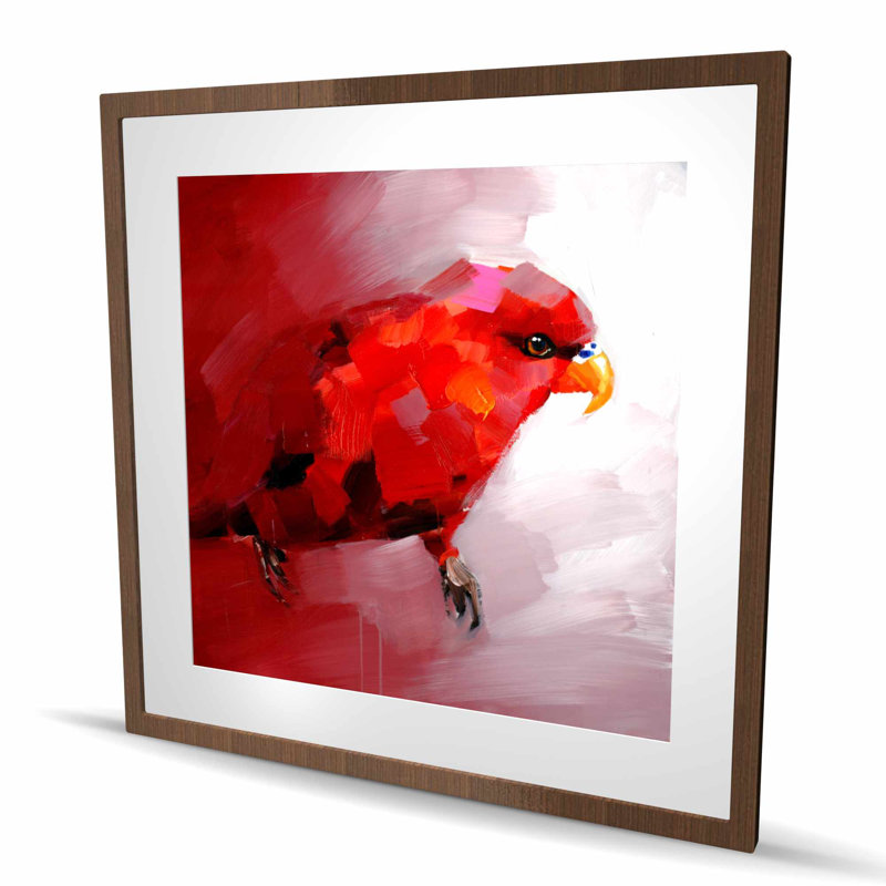 Abstrait perroquet rouge, H 36 po x l 36 po