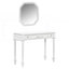 Bureau de maquillage rétro avec grand miroir octogonal, coiffeuse à 3 tiroirs pour le rangement des bijoux, console élégante pour diverses pièces