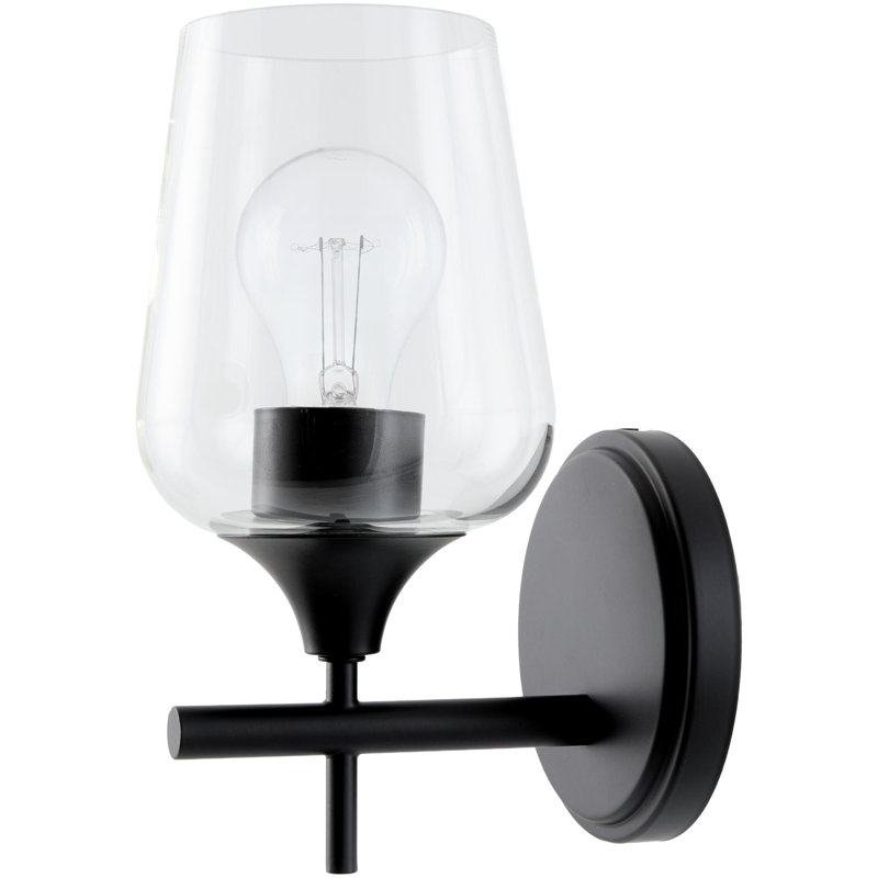 Yueva Wall Sconce, 1, Clear, Matte Black