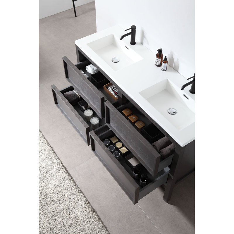 Ensemble de meuble-lavabo double 55 po Gonzalo, Anthracite