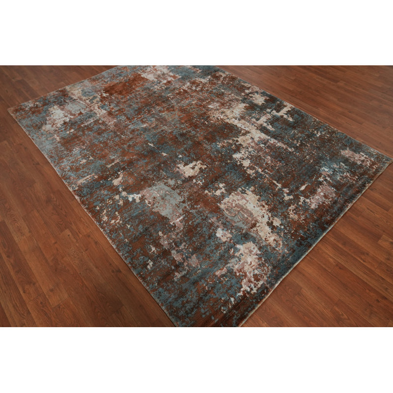 Tapis abstrait moderne fait à la main 6 x 8 po