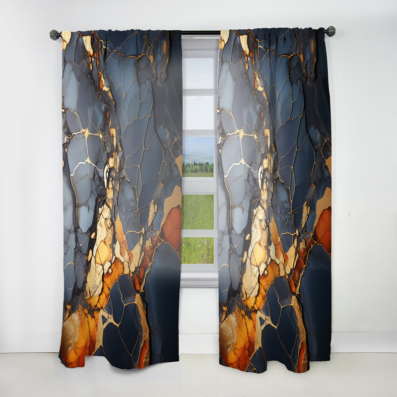 Baen - Abstract Curtain - Room Darkening Curtain - 1 Panels, 52" W x 95" L