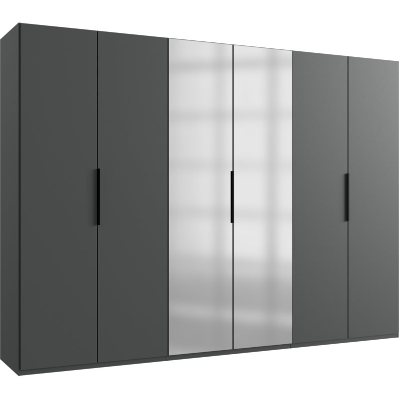 Guardino 6 Door Wardrobe, 216cm H x 300cm W x 58cm D, Graphite