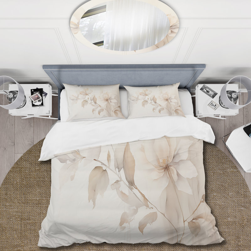 Ensemble de housse de couette White Botanical Elegance II - Abstract Botanicals