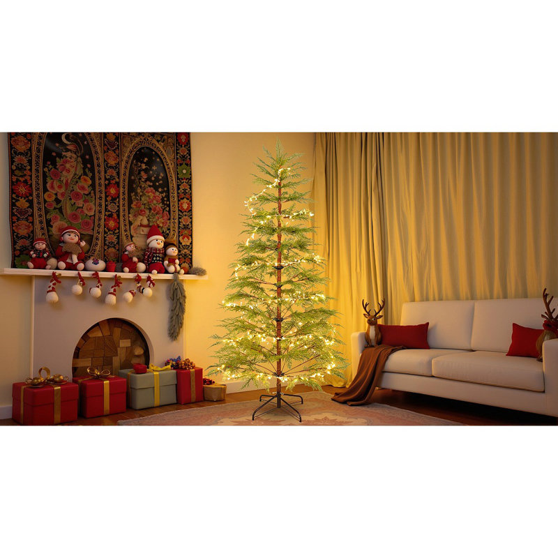 Arbre de Noël artificiel avec lumières DEL et support en métal, parfait pour les décorations de Noël festives