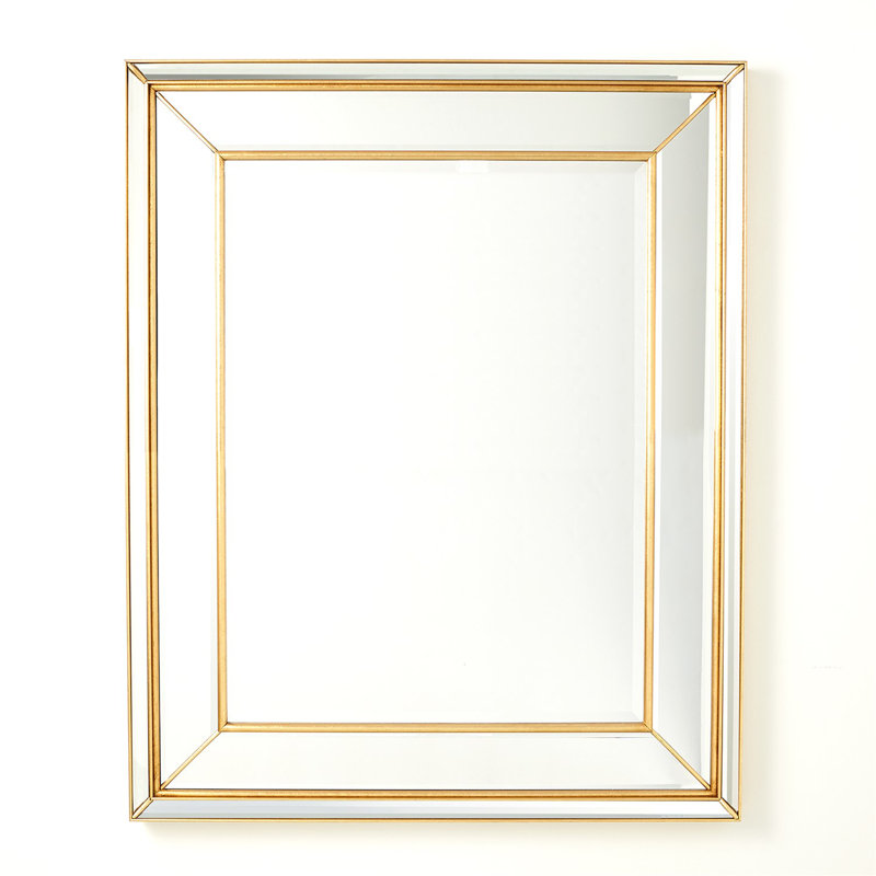 Elegant Gold-Leaf Beveled Wood Accent Mirror 52" x 42"