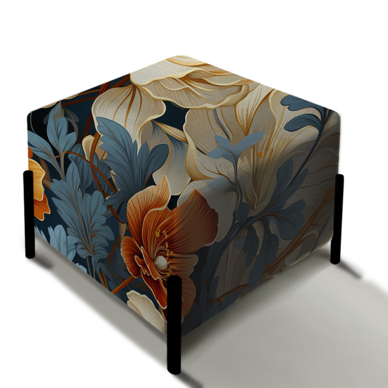 Harmonie florale complexe beige - repose-pieds carré floral