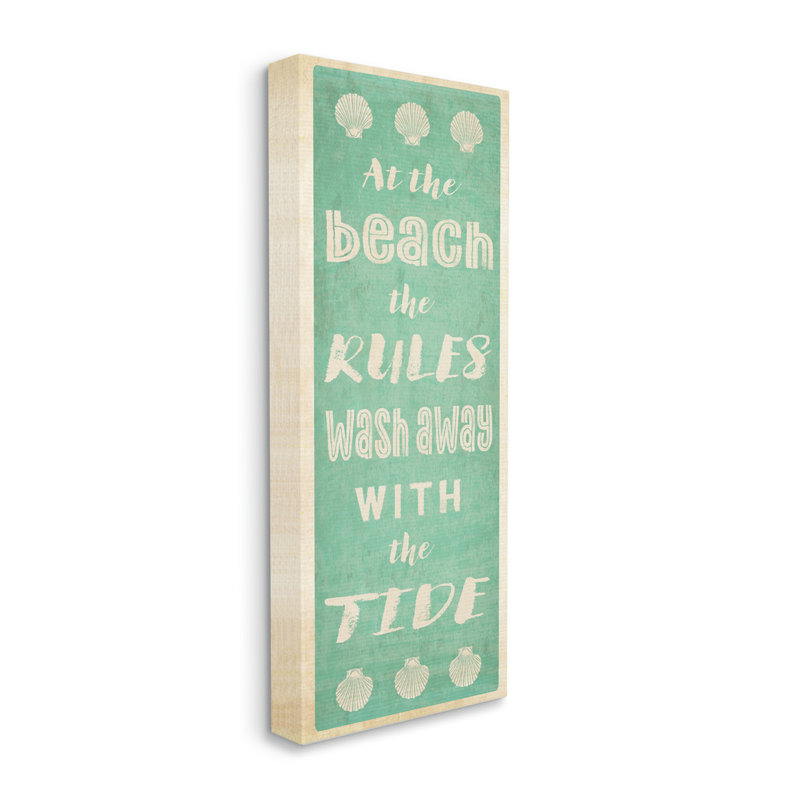 «Beach Rules», art mural sur toile surdimensionné rustique par Graffitee Studios an-219, H 30 po x l 30 po x P 1,5 po