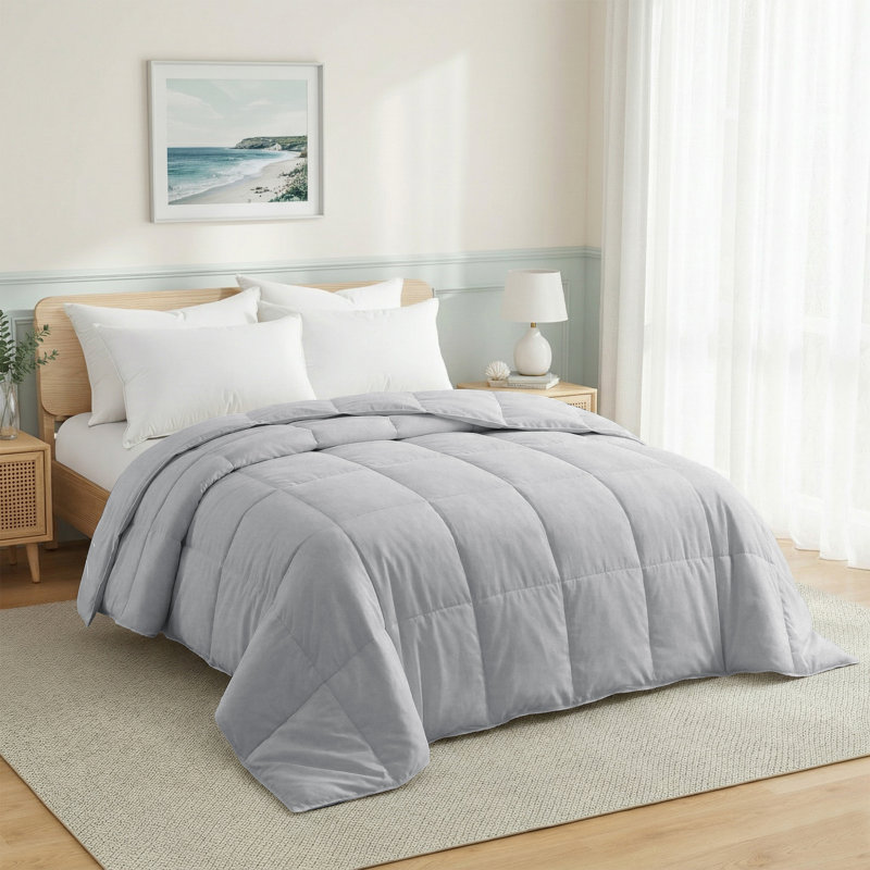 Couverture légère en duvet d'été, Édredon très grand californien, Light Grey