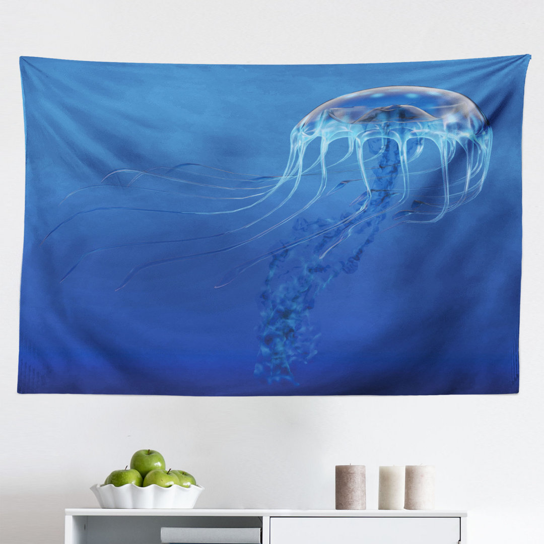 Wandbehang Blue Spotted Jelly Fish Aquarium Leben Meerestiere Ozean Raubtier in der Tiefe Wasser