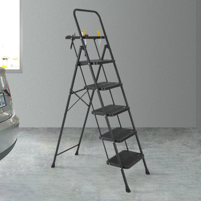 6-Step Steel Step Stool With Tool Tray, 500 Lbs. Load Capacity Type Ia Duty Rating
