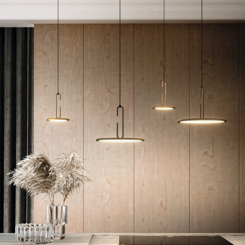 CLIP 1 - Light LED Pendant, 11" H x 15.7" W x 15.7" D, Gold, Black