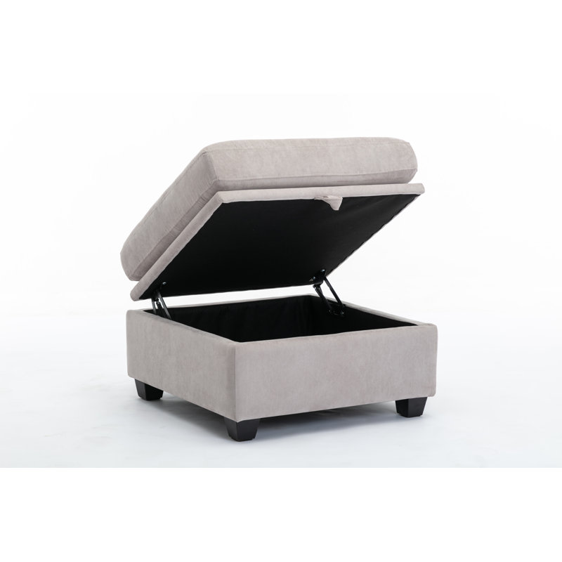 Chaise longue rembourrée Jahlani, Gris clair