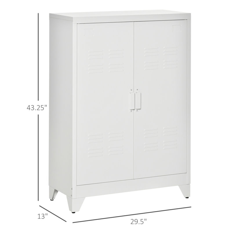 Armoire de rangement industrielle en acier durable avec tablettes réglables et portes doubles pour l'organisation du garage