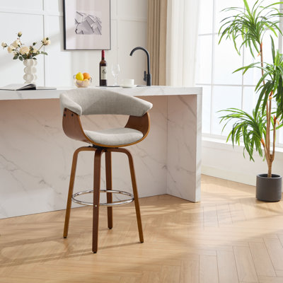 Avaan Anvar Swivel 28.5" Fabric Bar Stool