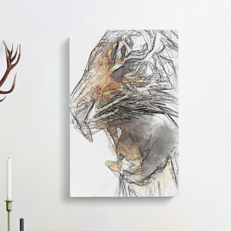 The Fierce Tiger in Abstract - Wrapped Canvas Drawing - Wrapped Canvas, 76cm H x 50cm W x 3cm D