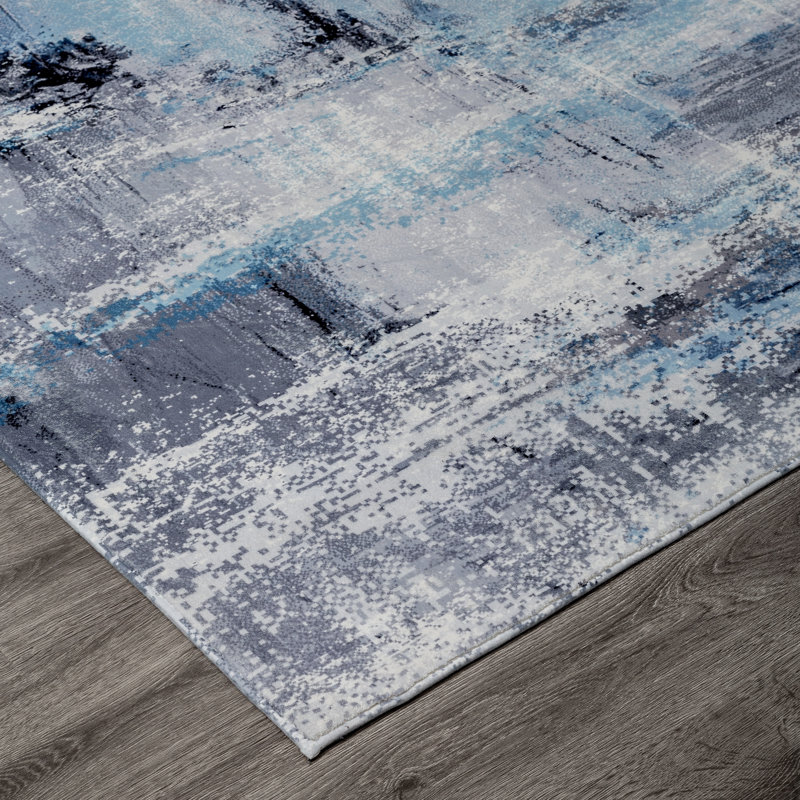 Abstract Area Rug in Blue, Novelty 7'9" x 9'9"
