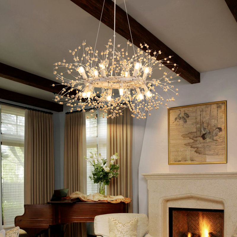 Lustre spoutnik en cristal Geetika Firework, H 12,6 po x l 31 po x P 31,5 po, Patiné