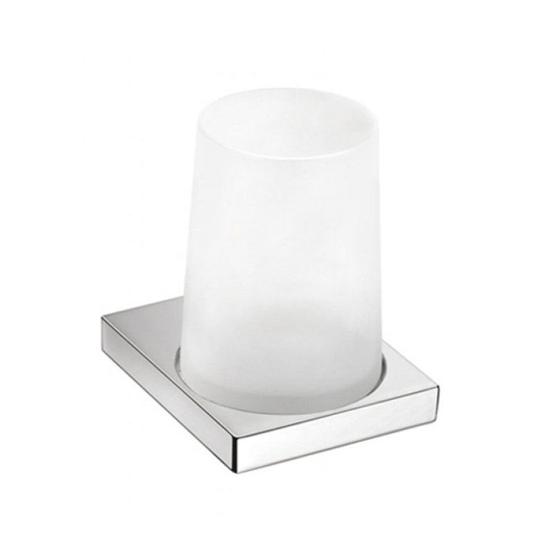 Porte-brosse à dents Edition K - fixation murale - laiton 5 po / verre / chrome poli
