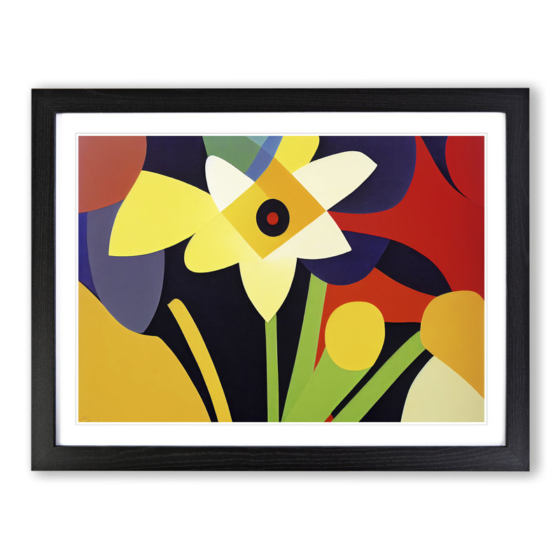 Abstract Daffodil Flowers Vol.2 - Framed Print, Black, 34cm H x 46cm W x 2cm D