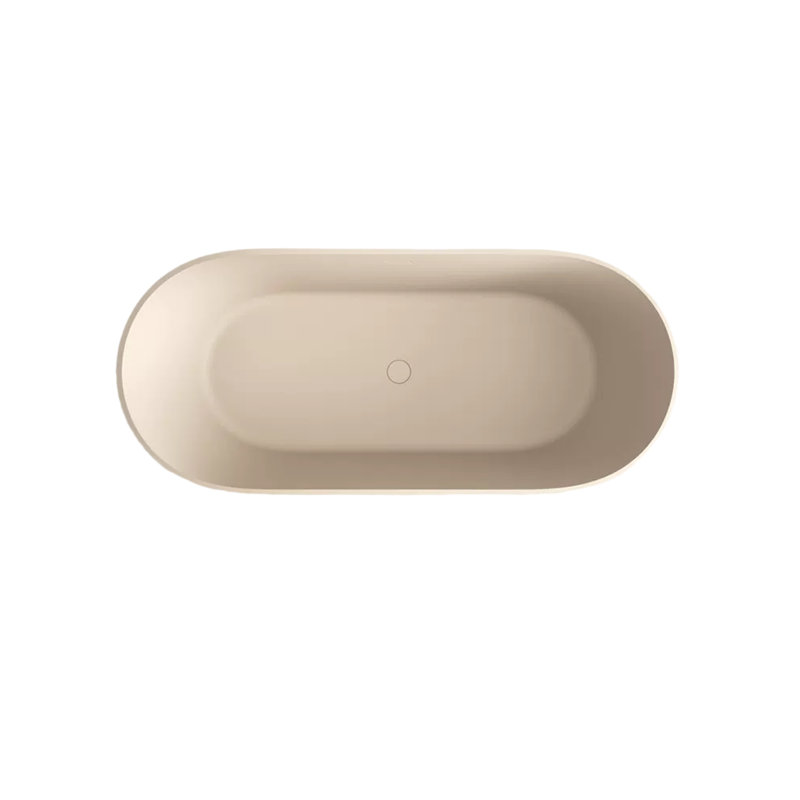 Ensemble de douche et baignoire simple ovale en pierre artificielle l 67 po x H 21,6 po, Café au lait