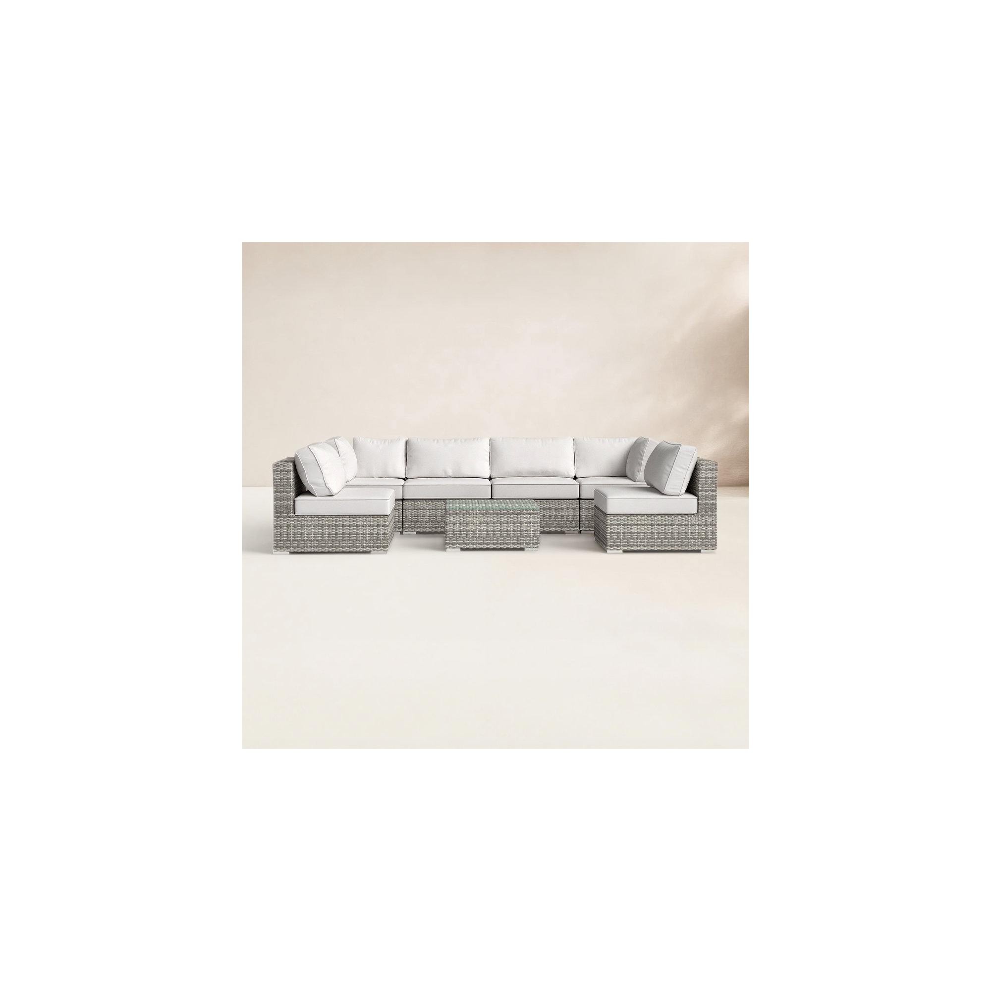 Tonioni Wicker Outdoor Fully Assembled 6 - Person Seating Group with Sunbrella Cushions, Canvas Canvas Sunbrella® Canvas