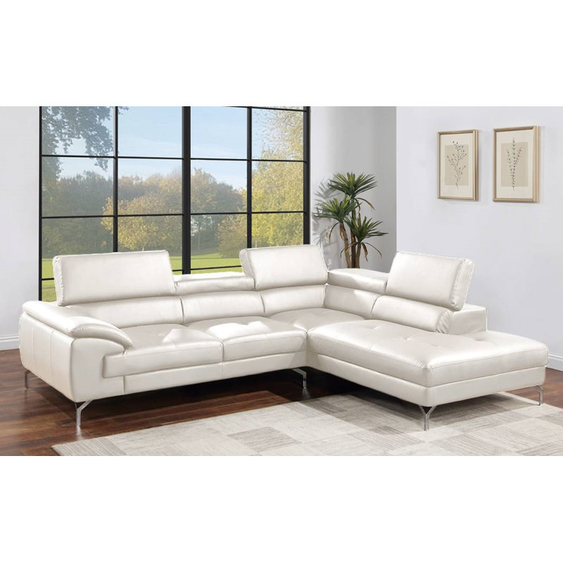 Canapé modulaire 2 pièces Modern, H 37 po x l 73 po x P 42 po, Similicuir blanc