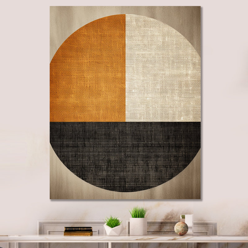 Formes géométriques orange et noires - Collages abstraits, art mural, H 40 po x l 30 po x P 1,5 po, Toile tendue