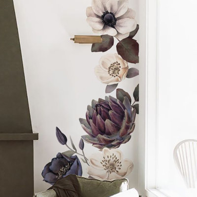 Adhésif décoratif plantes et fleurs à peindre L 31,5 pi x l 47,24 po Franzi