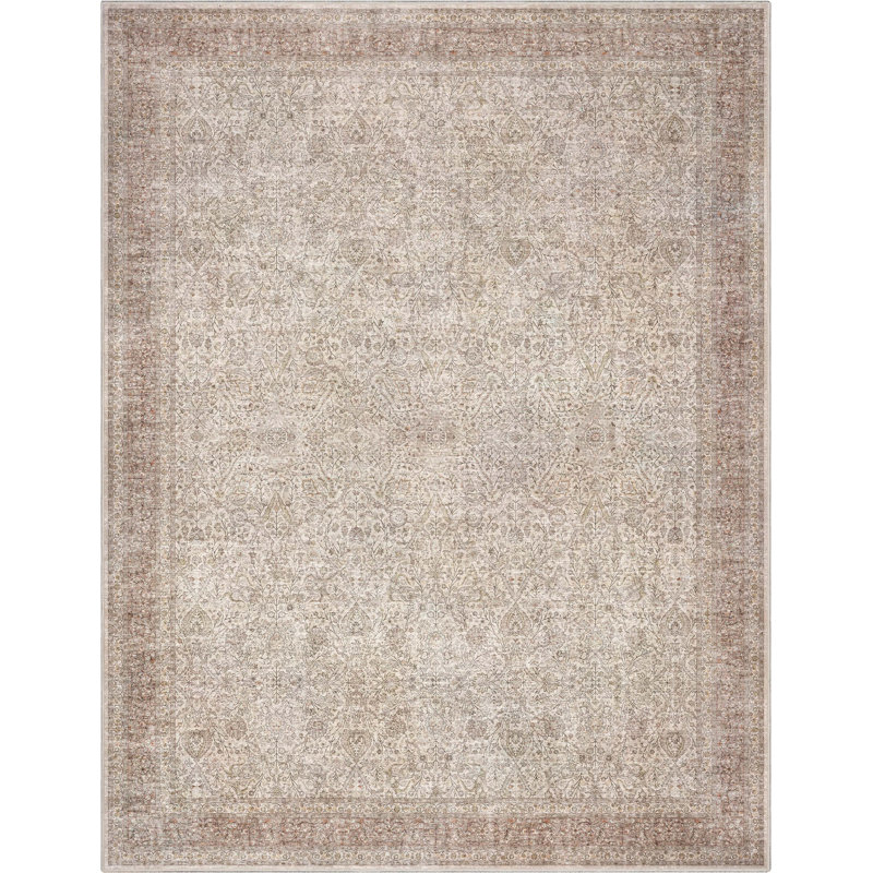 Ervin Isolde Vintage Oriental Botanical Beige Area Rug, Rectangle 7'7" x 9'10" 