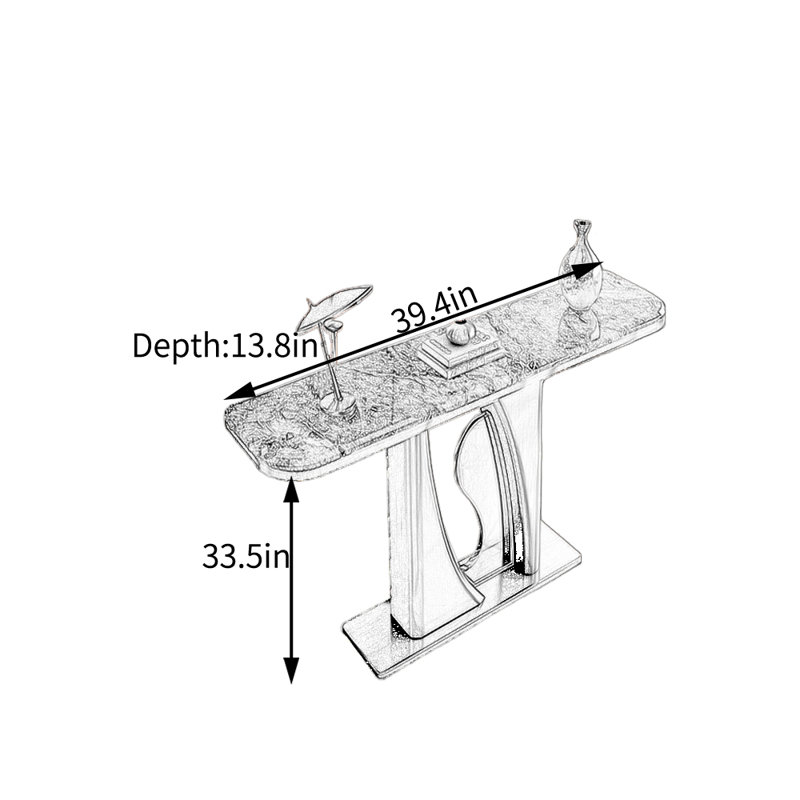 Console d'entrée de luxe, Noir, noir, noir, noir, H 33,5 po x l 39,4 po x P 13,8 po