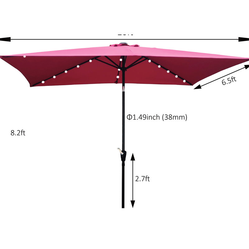 Parasol de terrasse solaire 10X6.5Ft, Burgundy