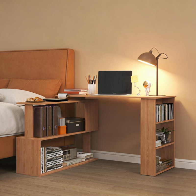 Bureaux en forme de L peu encombrants, bois de particules de teck, maison et bureau modernes