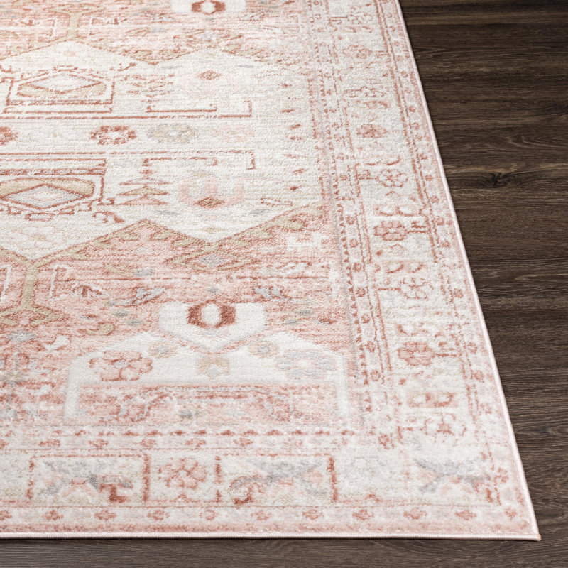 Tapis rose / blanc Giunta, Rectangle 7 pi 9 po x 9 pi 6 po