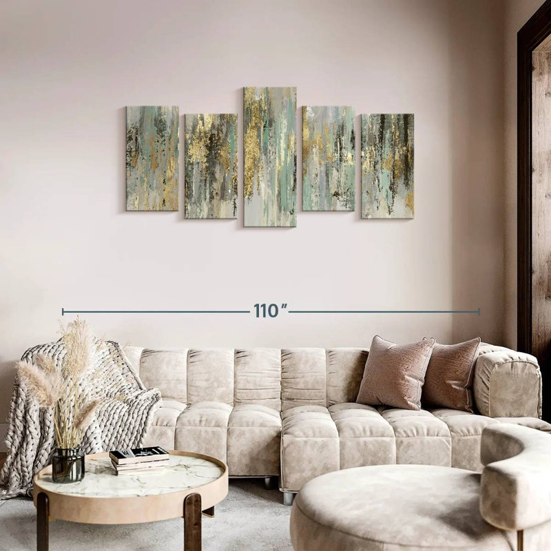 «Dripping Gold», reproduction d'art sur toile, H 37 po x l 74 po x P 1,25 po