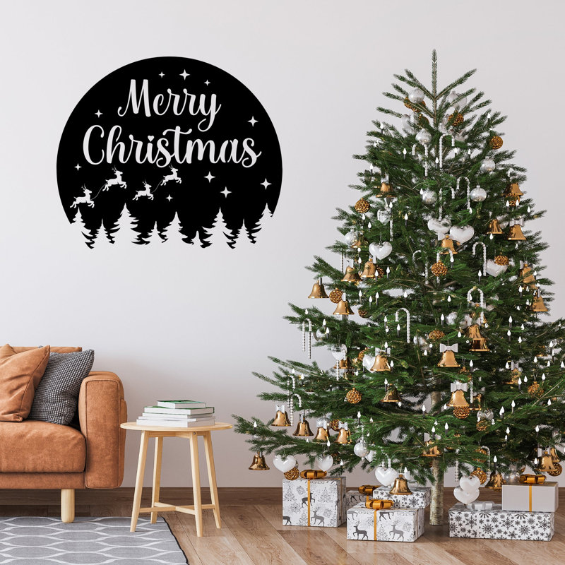 Art mural en métal «Merry Christmas», H 16 po x l 16 po x P 0,1 po