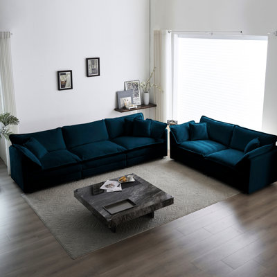 Mobilier de salon, canapé de siège en chenille bleue 2 + 3 places, tissu d'ameublement respirant et moderne, idéal pour