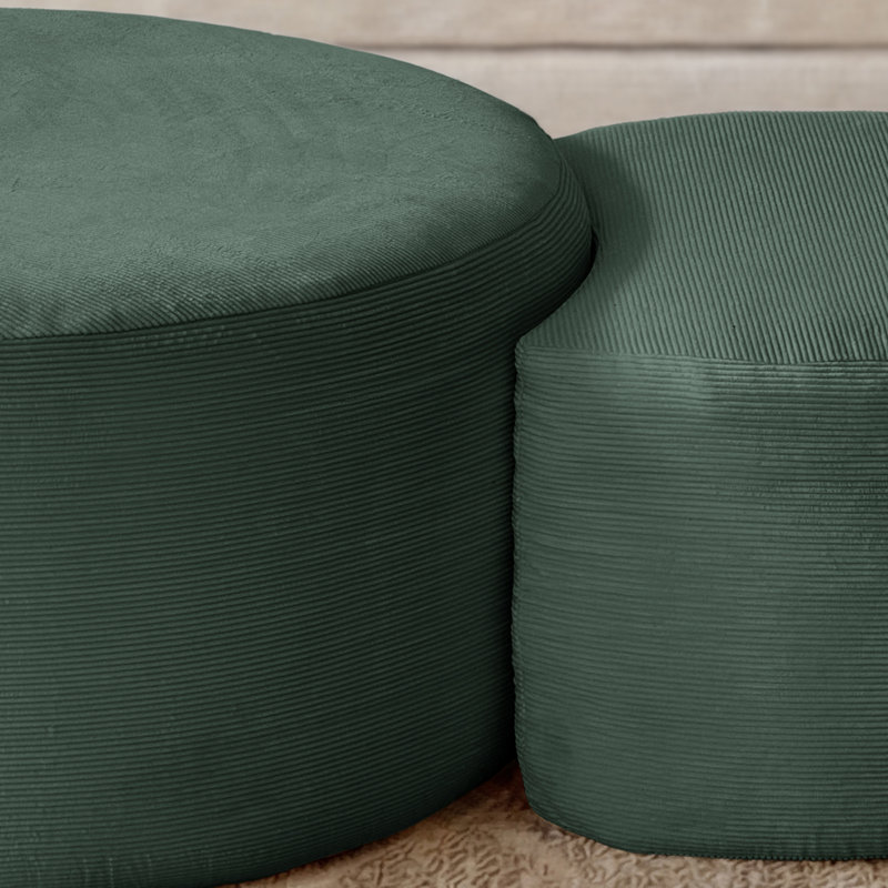 Esther Corduroy Round Ottoman (Set Of 2), Green