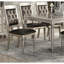 Chaises de salle à manger d'appoint de luxe argentées, de 2, dossier, coussin rembourré, gris et argent, bois d'hévéa, siège de présentation classique 2 pièces