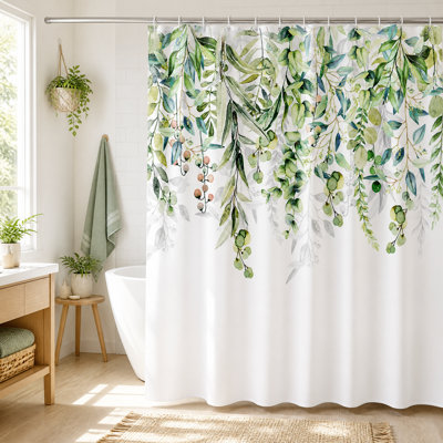 Floral Shower Curtain with Hooks Included