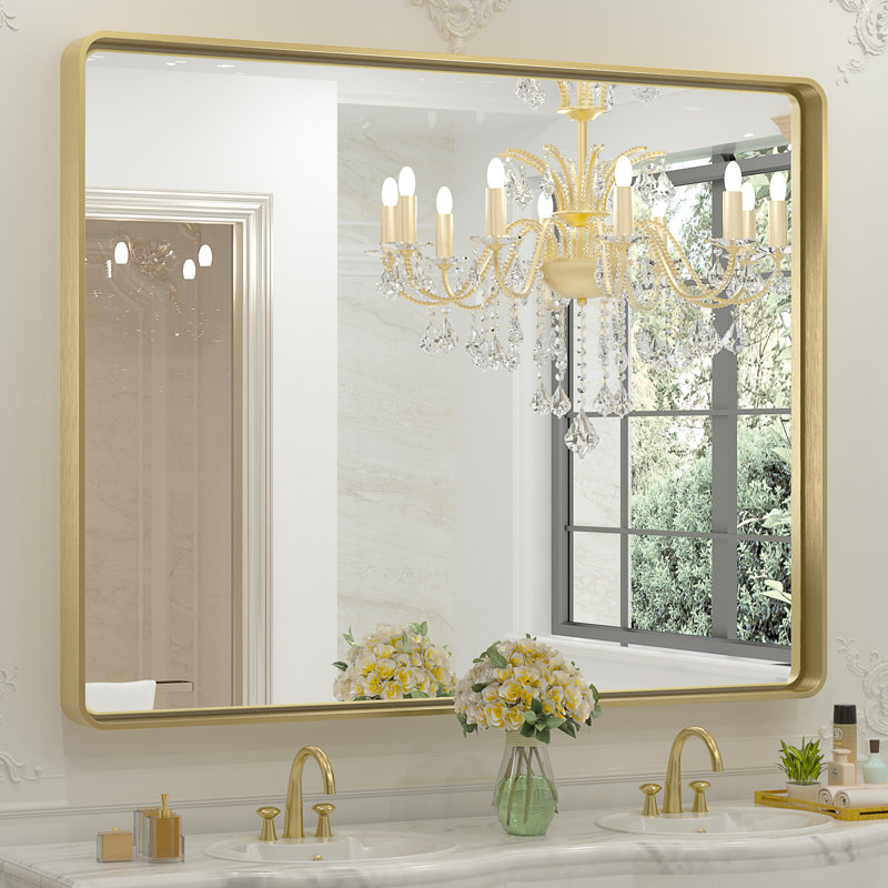 Miroir d'appoint Tyro, Doré, 42 po x 36 po, Rectangulaire