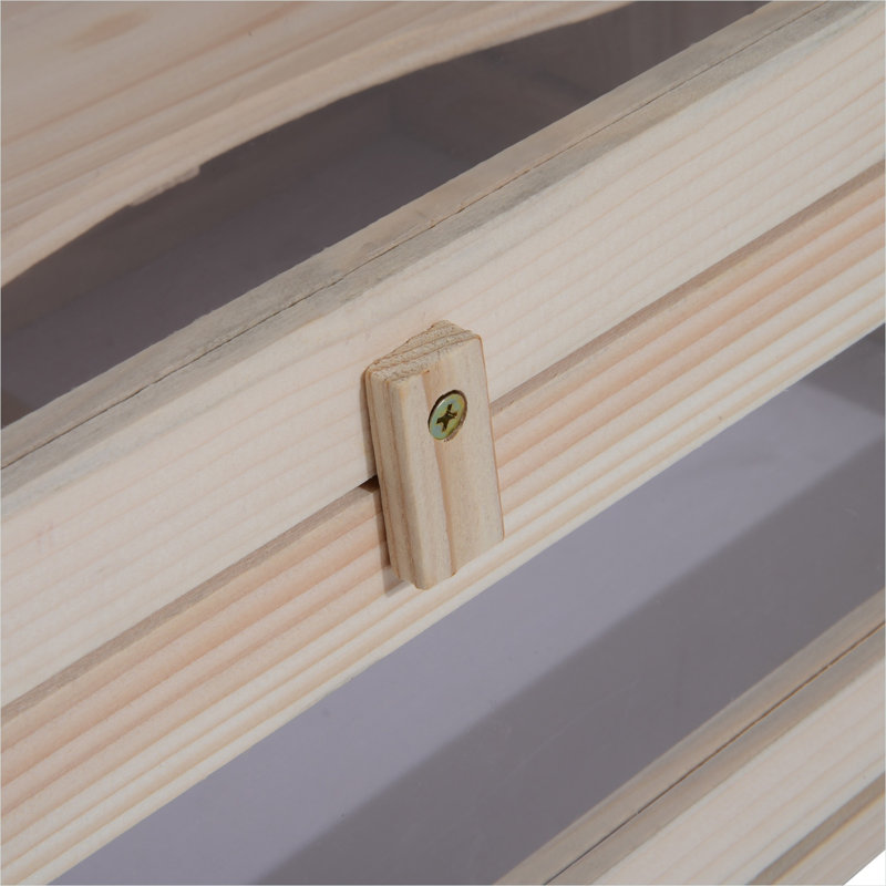 Échelle 9,2 x 5,4 x 6,5 po pour espace extérieur en bois de sapin naturel, avec construction en verre