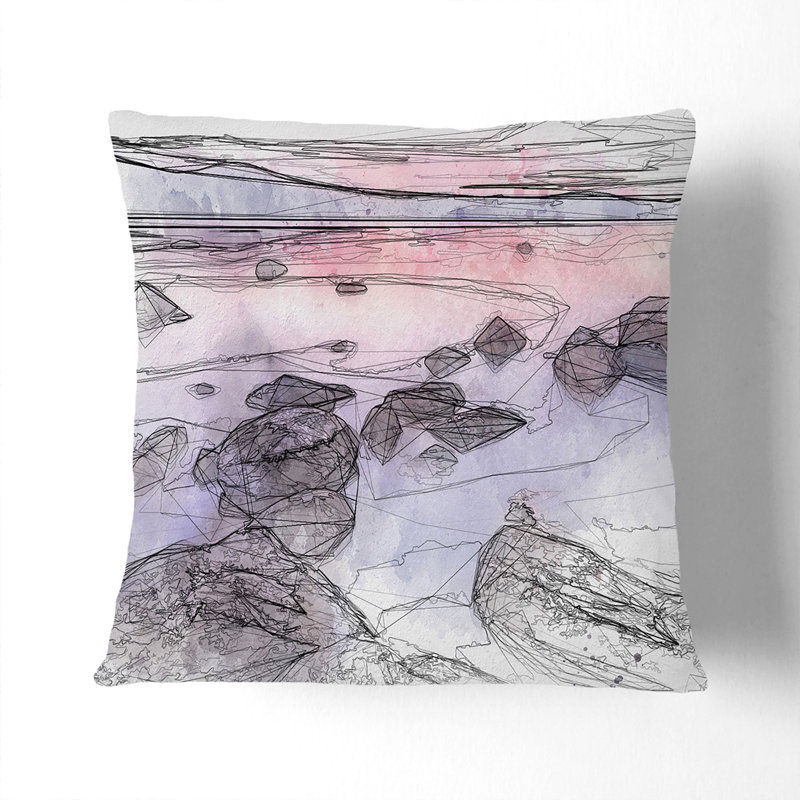 Sunset over Lake Tahoe Cushion with Filling, 55cm H x 55cm W x 20cm D, White